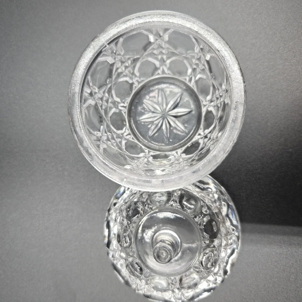 VTG MCM Cut Crystal Glass Lidded Sugar/Condiment Jar‎ Apple Elegant Cottagecore